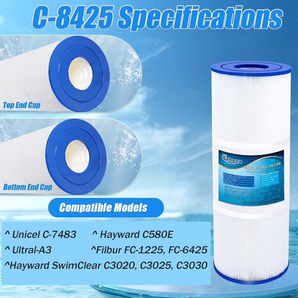 C-7483 Pool Filter Cartridge Compatible with C7483 C3030 C3025 C3020 C580E